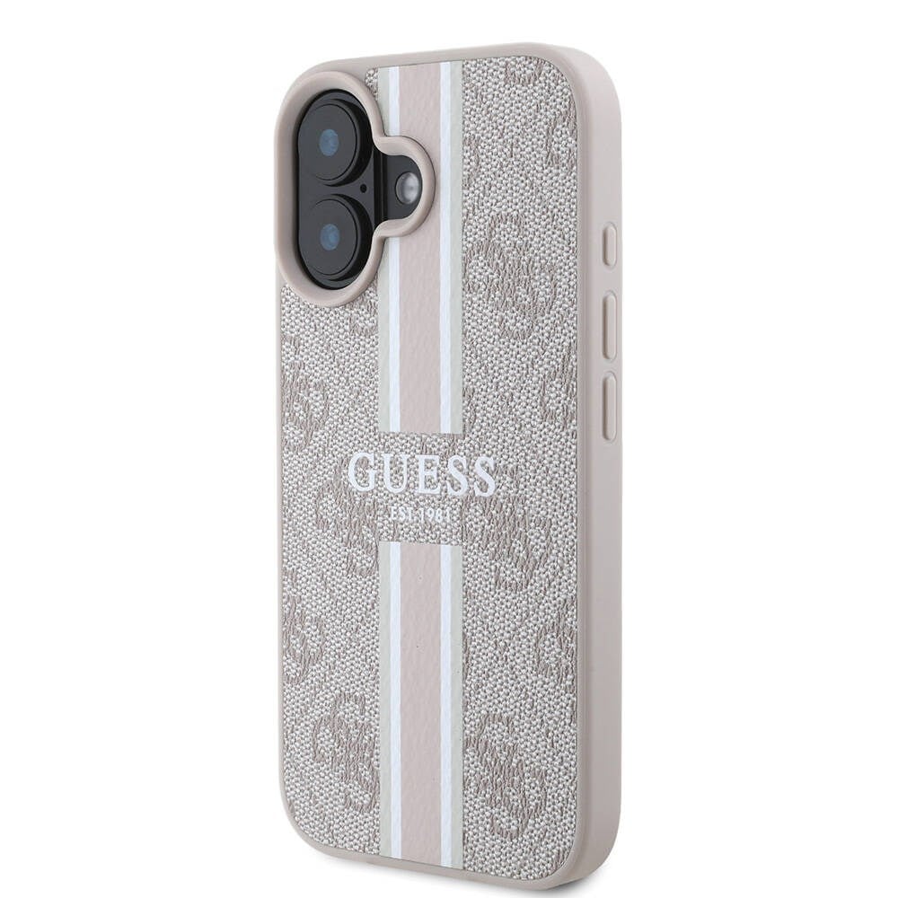 Apple iPhone 16 Plus Kılıf Guess Orjinal Lisanslı M-safe Şarj Özellikli 4G Şerit Tasarımlı Printed Kapak