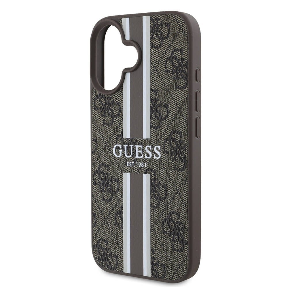 Apple iPhone 16 Plus Kılıf Guess Orjinal Lisanslı M-safe Şarj Özellikli 4G Şerit Tasarımlı Printed Kapak