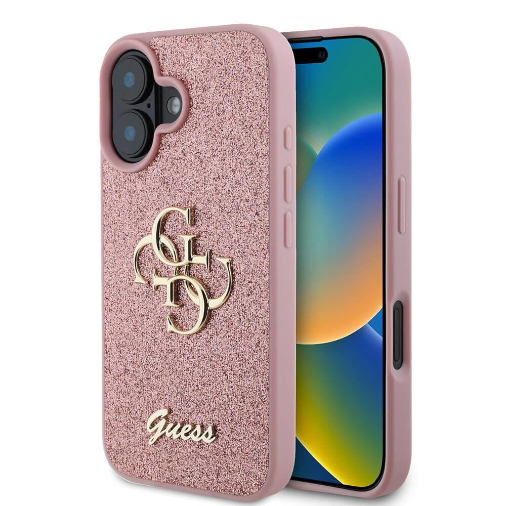 Apple iPhone 16 Plus Kılıf Guess Orjinal Lisanslı M-safe Şarj Özellikli 4G Desenli Yazı Logolu Kapak