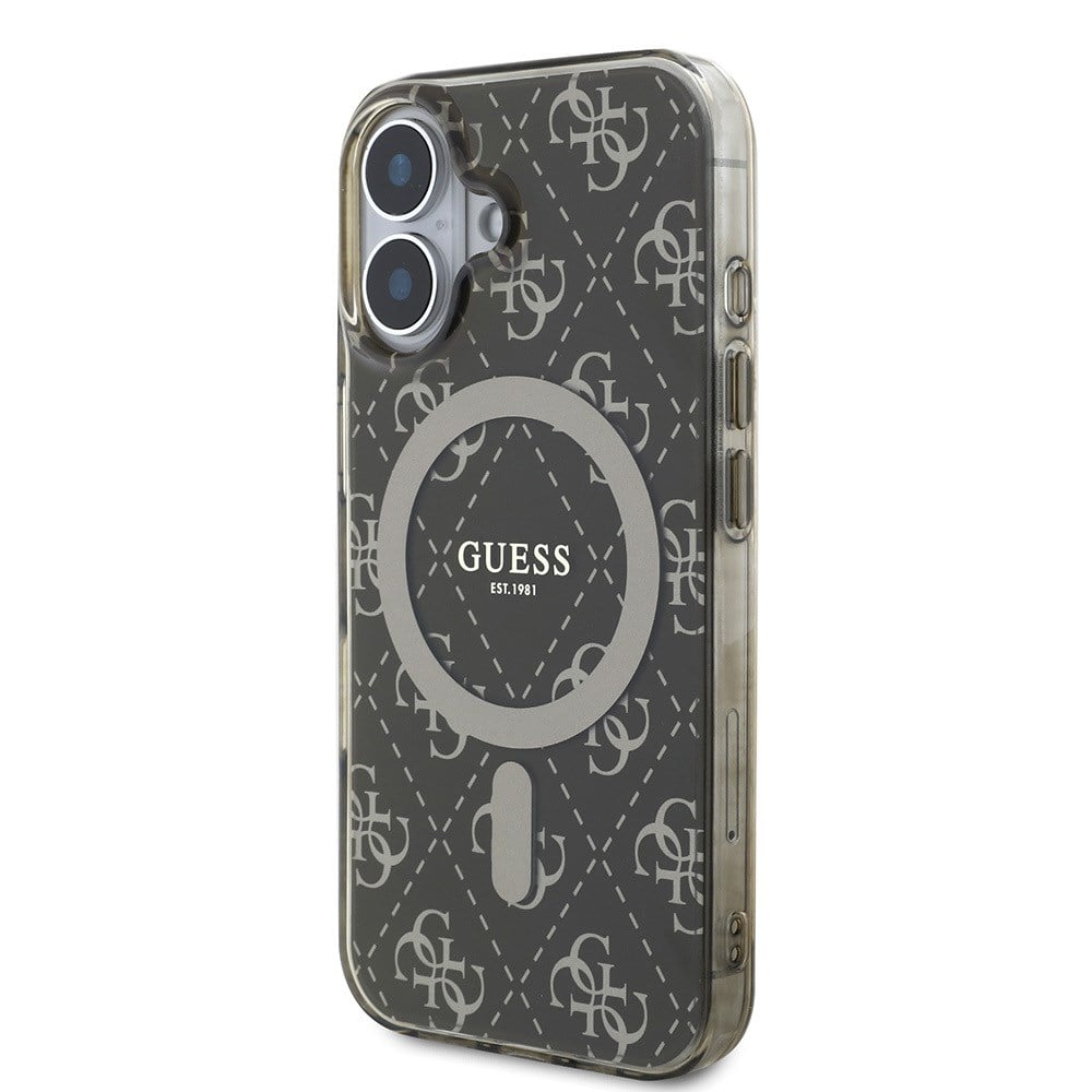 Apple iPhone 16 Plus Kılıf Guess Orjinal Lisanslı M-safe Şarj Özellikli IML Baskılı Klasik Logolu 4G Desenli Kapak