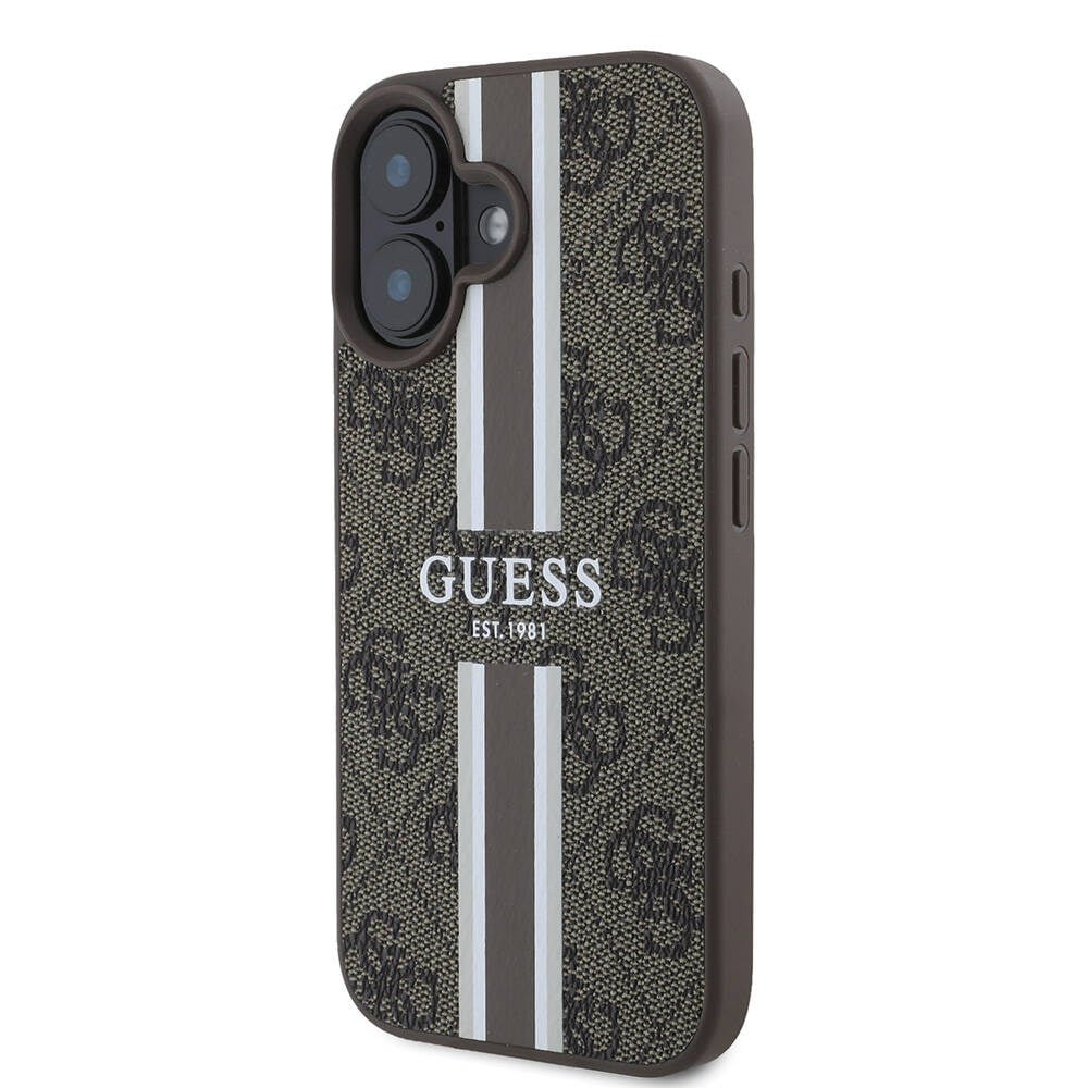 Apple iPhone 16 Plus Kılıf Guess Orjinal Lisanslı M-safe Şarj Özellikli 4G Şerit Tasarımlı Printed Kapak