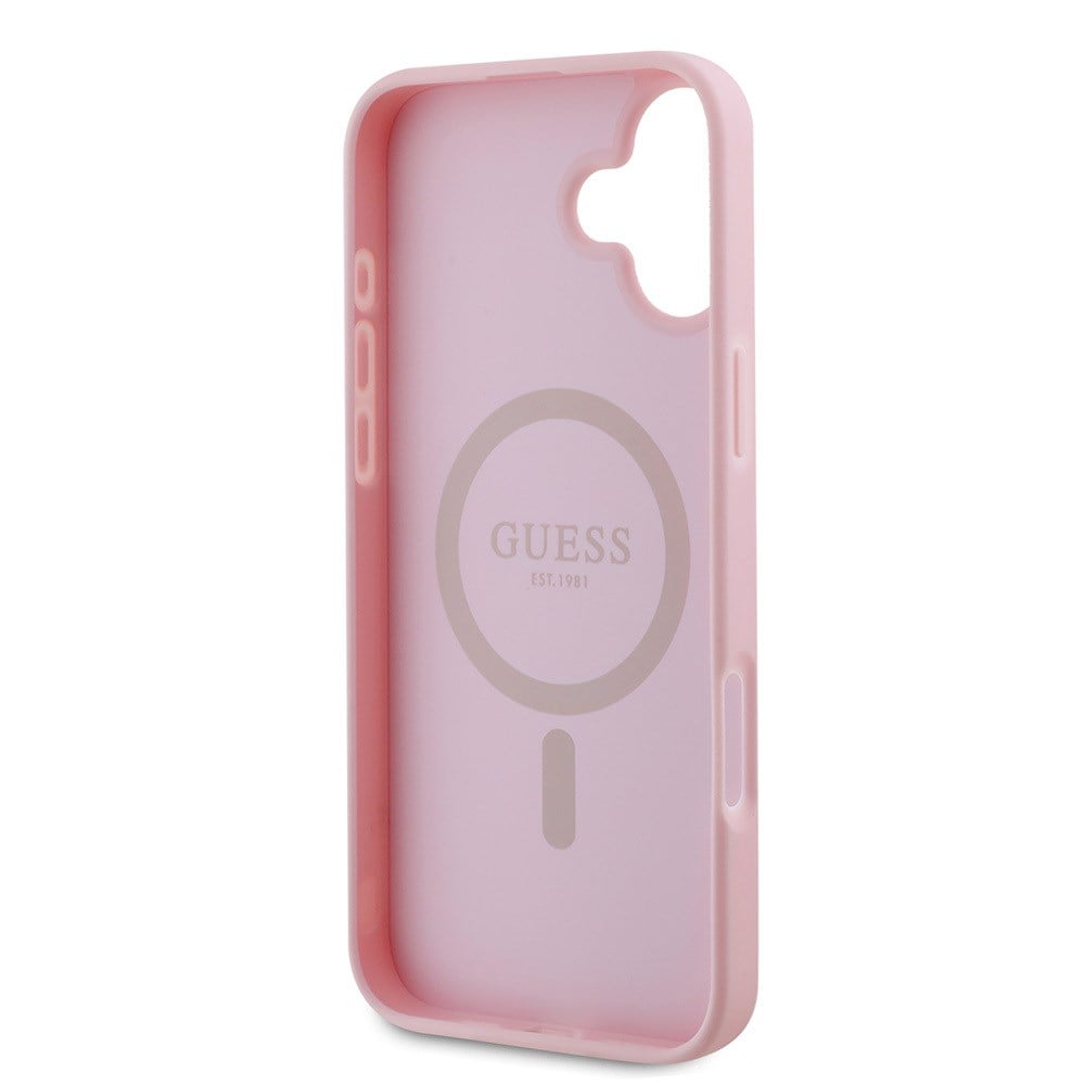 Apple iPhone 16 Plus Kılıf Guess Orjinal Lisanslı M-safe Şarj Özellikli Yazı Logolu Grained Kapak