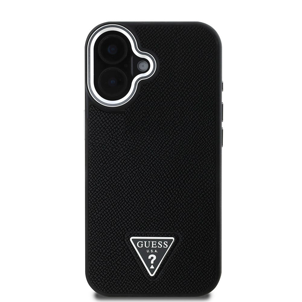 Apple iPhone 16 Plus Kılıf Guess Orjinal Lisanslı M-safe Şarj Özellikli Grained Triangle Kapak