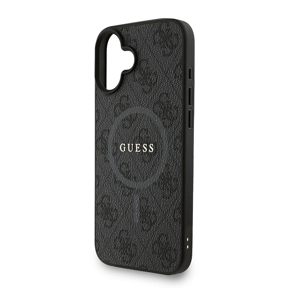 Apple iPhone 16 Plus Kılıf Guess Orjinal Lisanslı M-safe Şarj Özellikli PU Deri Bilek Askı İpli Yazı Logolu Kapak