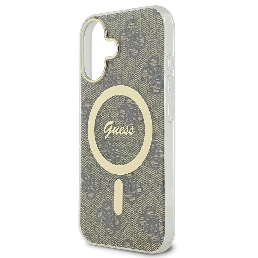 Apple iPhone 16 Plus Kılıf Guess Orjinal Lisanslı M-safe Şarj Özellikli Yazı Logolu 4G Desenli Kapak