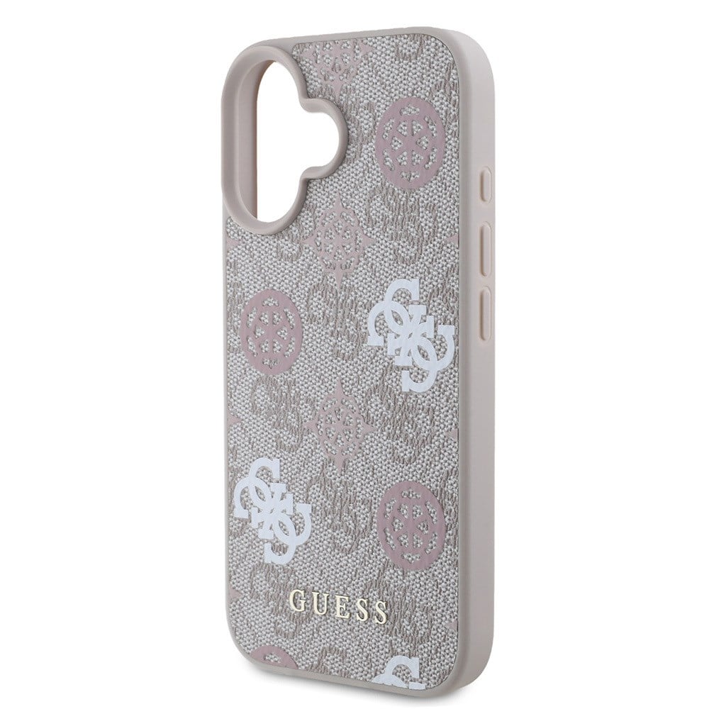Apple iPhone 16 Plus Kılıf Guess Orjinal Lisanslı M-safe Şarj Özellikli 4G Desenli Yazı Logolu Peony Kapak