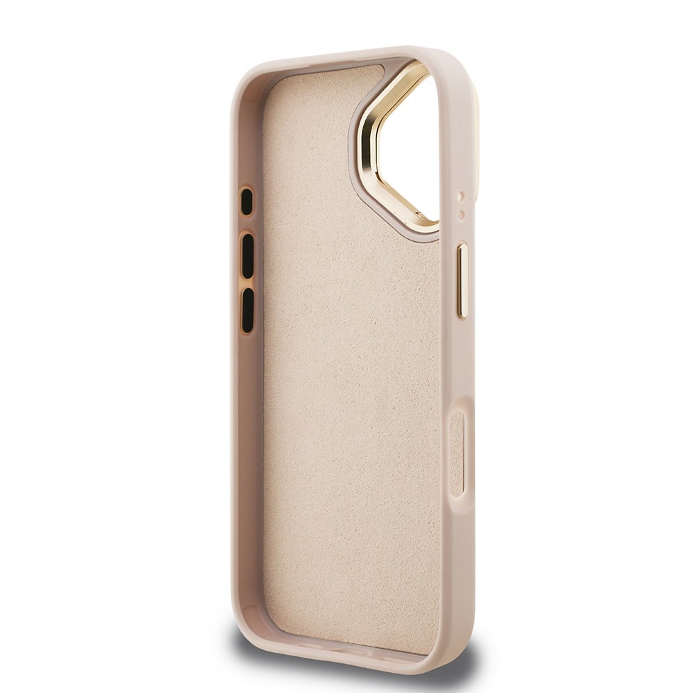 Apple iPhone 16 Plus Kılıf Guess Orjinal Lisanslı PU Deri 4G Desenli Metal Büyük 4G ve Yazı Logolu Kamera Standlı Kapak