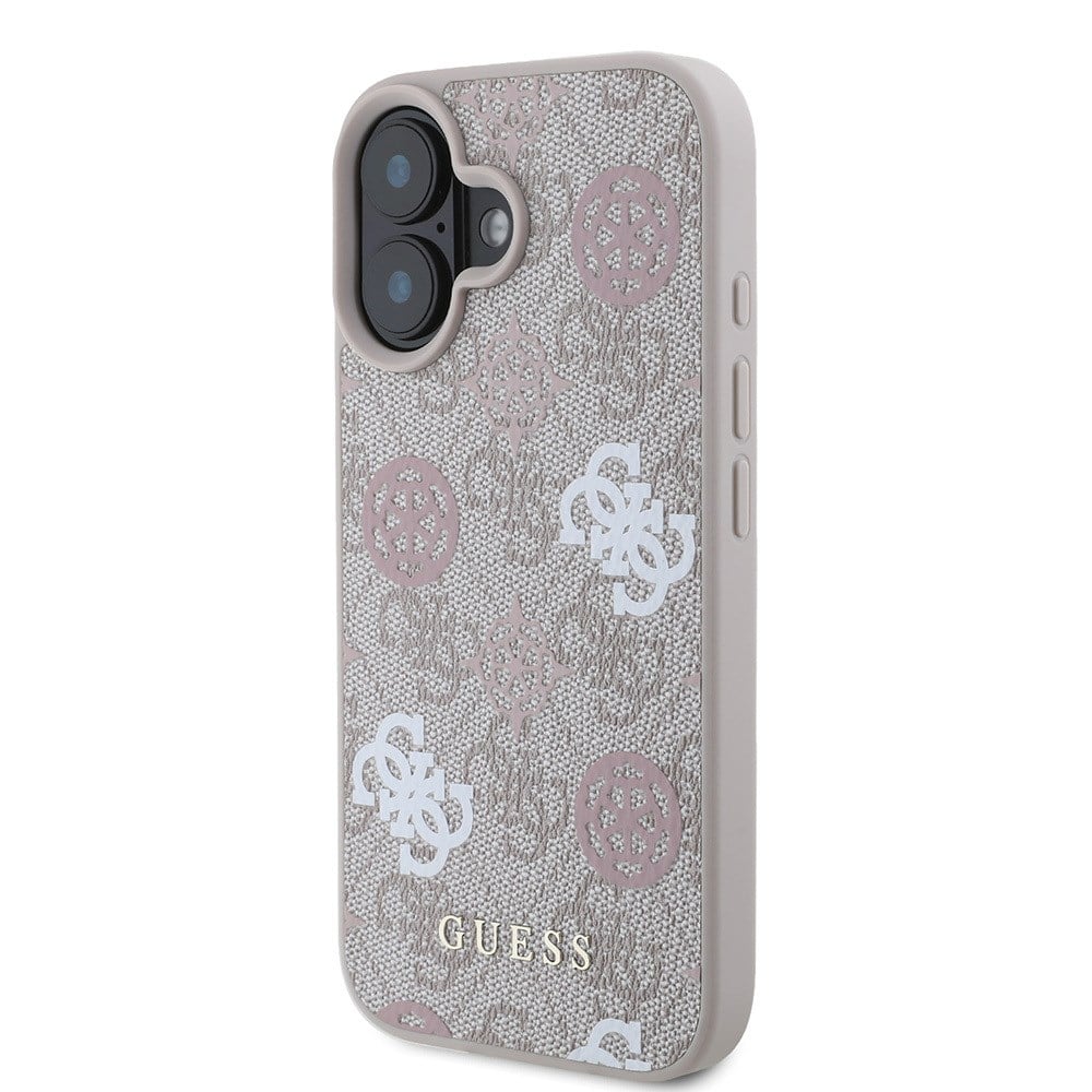 Apple iPhone 16 Plus Kılıf Guess Orjinal Lisanslı M-safe Şarj Özellikli 4G Desenli Yazı Logolu Peony Kapak