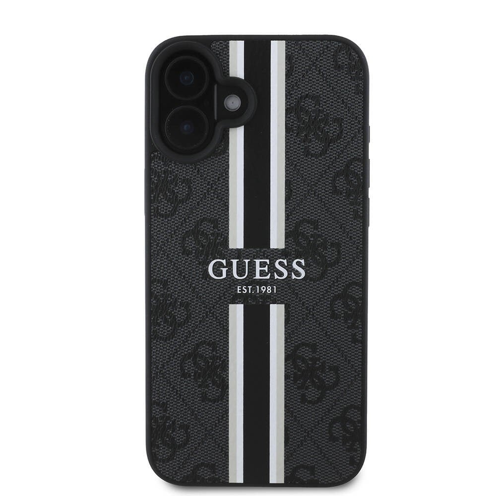 Apple iPhone 16 Plus Kılıf Guess Orjinal Lisanslı M-safe Şarj Özellikli 4G Şerit Tasarımlı Printed Kapak
