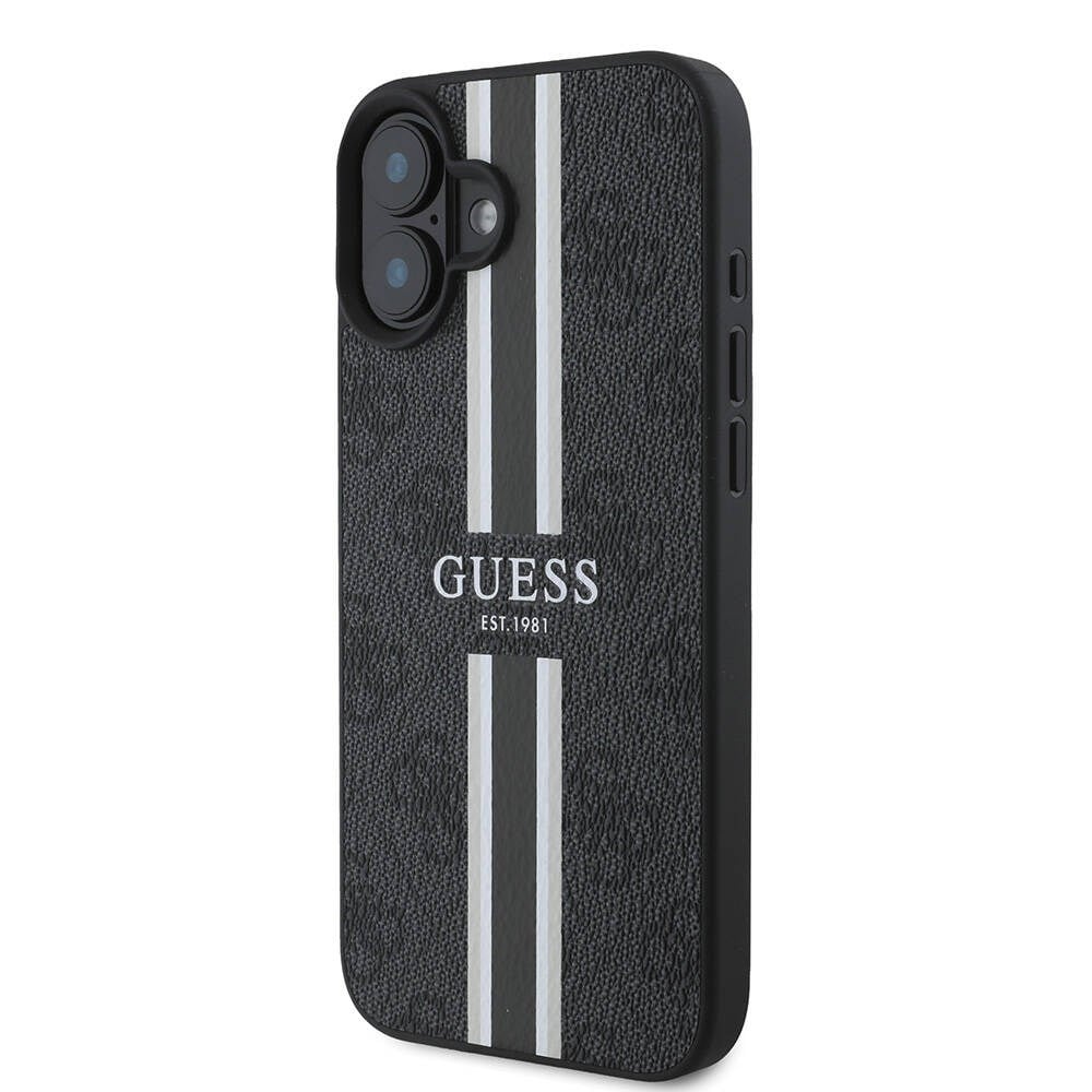 Apple iPhone 16 Plus Kılıf Guess Orjinal Lisanslı M-safe Şarj Özellikli 4G Şerit Tasarımlı Printed Kapak