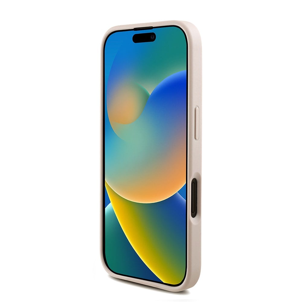 Apple iPhone 16 Plus Kılıf Guess Orjinal Lisanslı M-safe Şarj Özellikli PU Deri Bilek Askı İpli Yazı Logolu Kapak