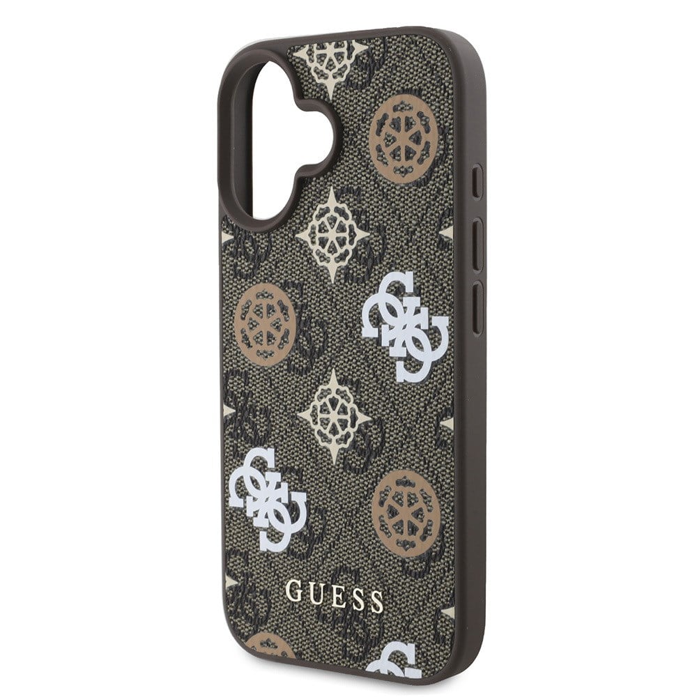 Apple iPhone 16 Plus Kılıf Guess Orjinal Lisanslı M-safe Şarj Özellikli 4G Desenli Yazı Logolu Peony Kapak