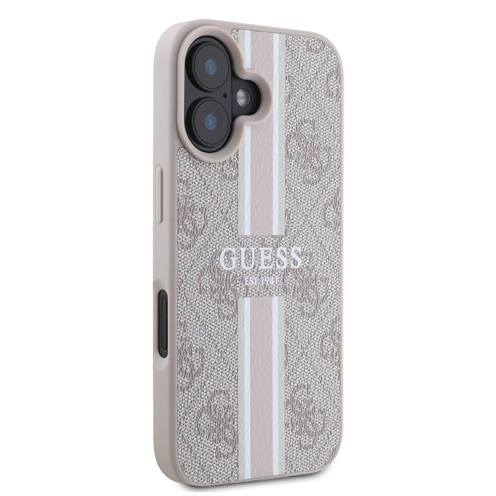 Apple iPhone 16 Plus Kılıf Guess Orjinal Lisanslı M-safe Şarj Özellikli 4G Şerit Tasarımlı Printed Kapak