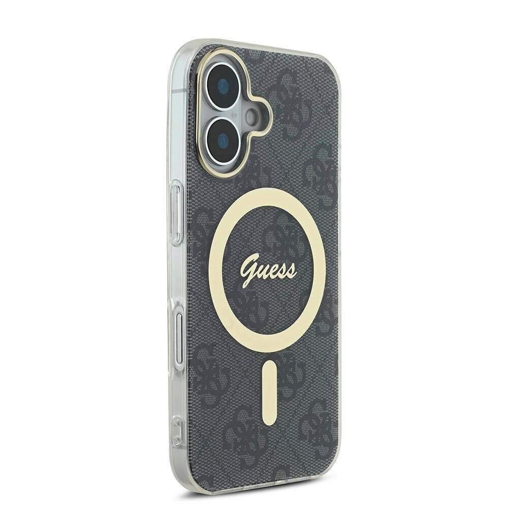 Apple iPhone 16 Plus Kılıf Guess Orjinal Lisanslı M-safe Şarj Özellikli Yazı Logolu 4G Desenli Kapak