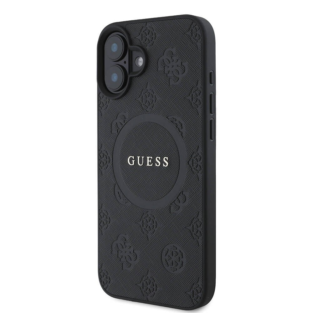 Apple iPhone 16 Plus Kılıf Guess Orjinal Lisanslı M-safe Şarj Özellikli Yazı Logolu Saffiano Peony Kapak