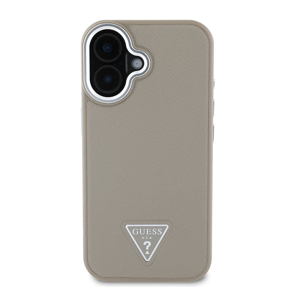 Apple iPhone 16 Plus Kılıf Guess Orjinal Lisanslı M-safe Şarj Özellikli Grained Triangle Kapak