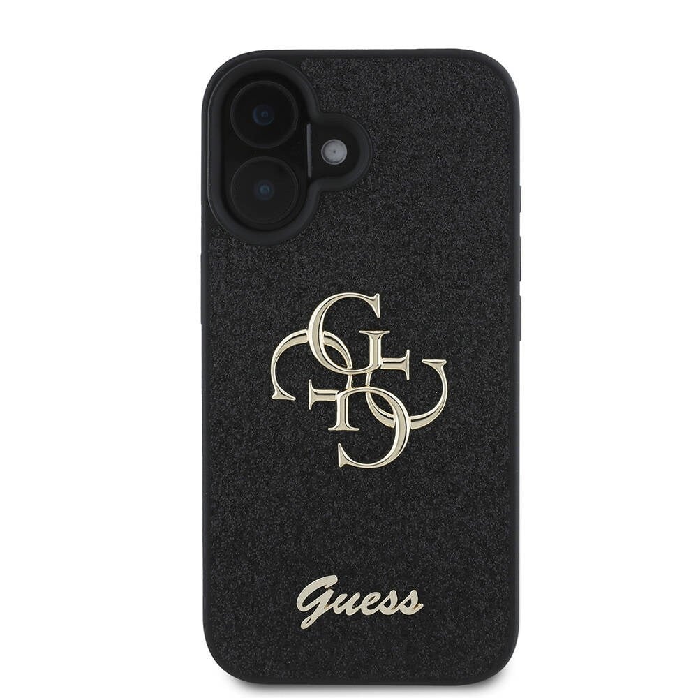 Apple iPhone 16 Plus Kılıf Guess Orjinal Lisanslı M-safe Şarj Özellikli Sıvılı Simli Çiçek Desenli Kapak