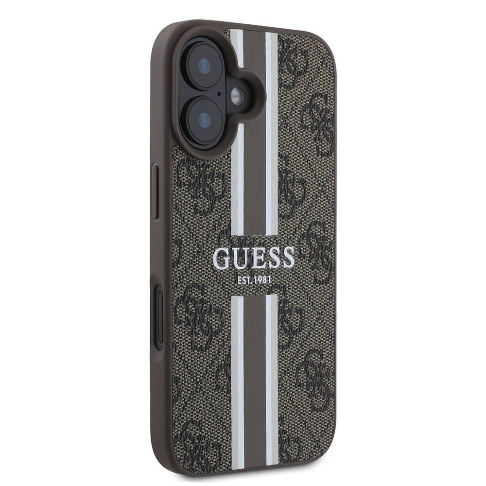 Apple iPhone 16 Plus Kılıf Guess Orjinal Lisanslı M-safe Şarj Özellikli 4G Şerit Tasarımlı Printed Kapak