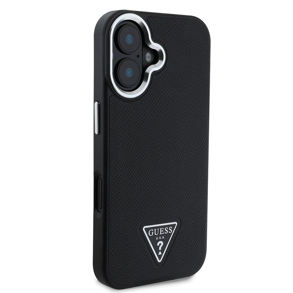 Apple iPhone 16 Plus Kılıf Guess Orjinal Lisanslı M-safe Şarj Özellikli Grained Triangle Kapak