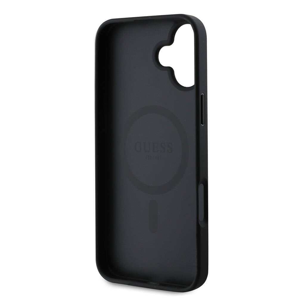 Apple iPhone 16 Plus Kılıf Guess Orjinal Lisanslı M-safe Şarj Özellikli Yazı Logolu Grained Kapak