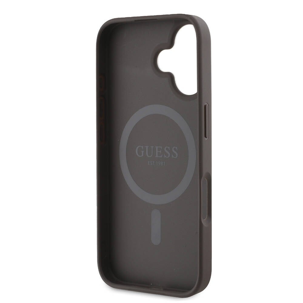 Apple iPhone 16 Plus Kılıf Guess Orjinal Lisanslı M-safe Şarj Özellikli Yazı Logolu Peony Kapak