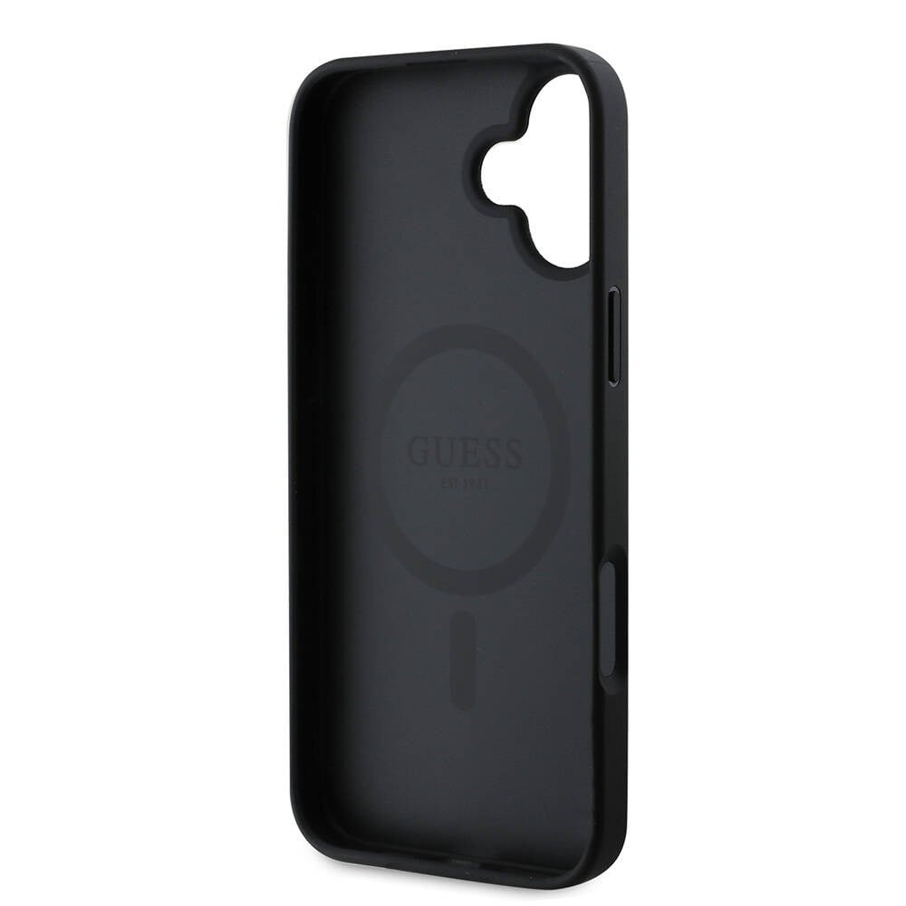 Apple iPhone 16 Plus Kılıf Guess Orjinal Lisanslı M-safe Şarj Özellikli 4G Desenli Yazı Logolu Kapak