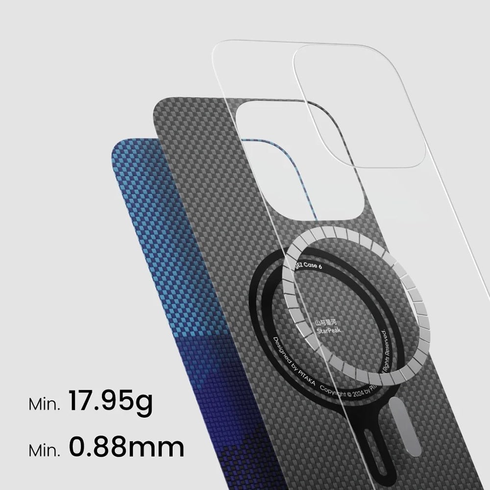Apple iPhone 16 Plus Kılıf M-safe Şarj Özellikli Aramid Fiber Pitaka Tactile Woven Starpeak Serisi Over The Horizon Kapak