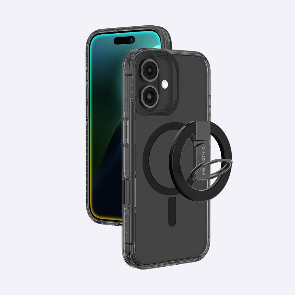 Apple iPhone 16 Plus Kılıf M-safe Şarj Özellikli Yüzük Standlı Amazingthing Titan Pro Serisi Kapak