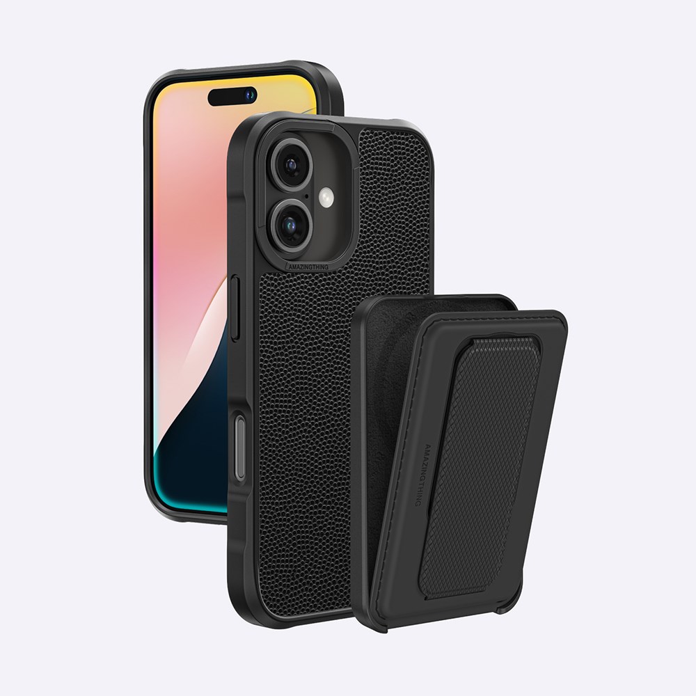 Apple iPhone 16 Plus Kılıf M-safe Şarj Özellikli Standlı Kartlıklı Set Amazinghing Glamour Luxe Serisi Kapak
