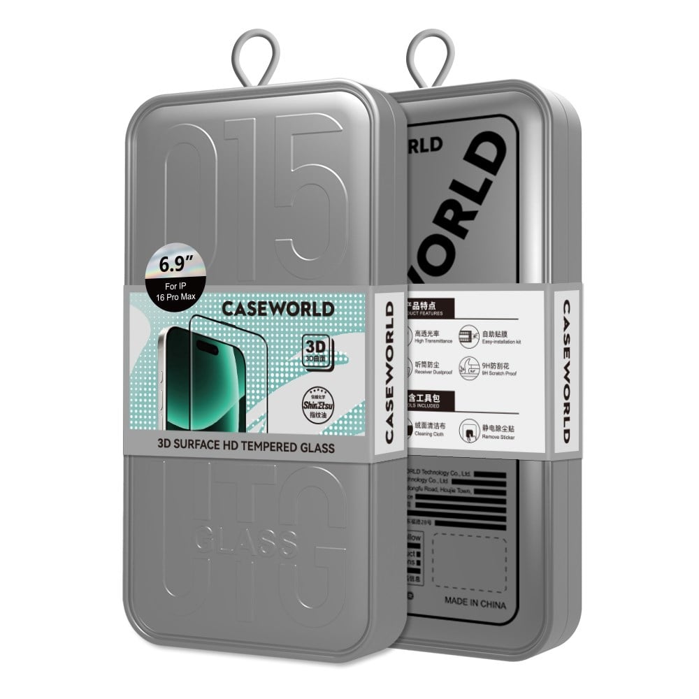 Apple iPhone 16 Pro CaseWorld 0.25mm HD 3D Temperli Cam Ekran Koruyucu