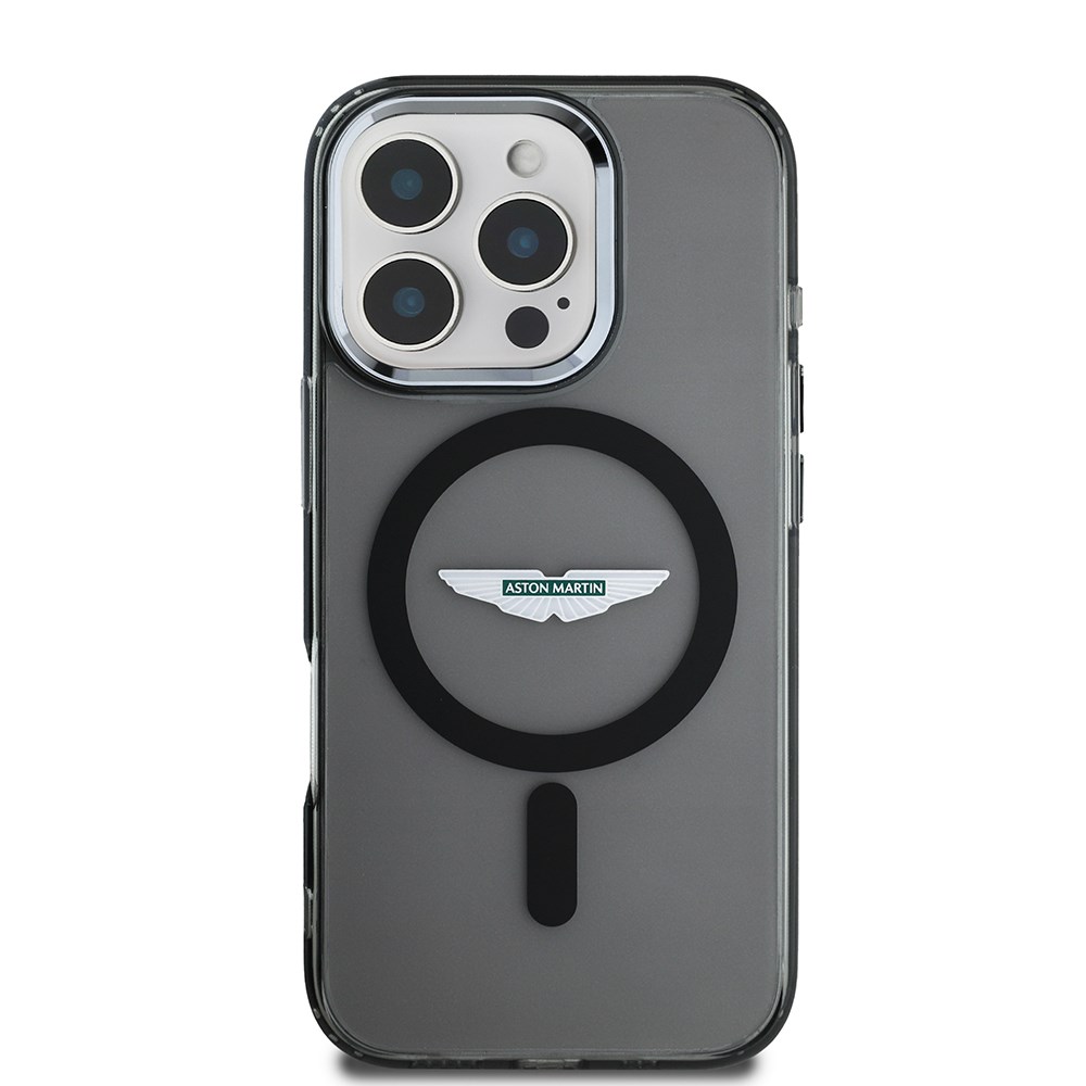 Apple iPhone 16 Pro Kılıf Aston Martin Orjinal Lisanslı M-safe Şarj Özellikli IML Baskı Logolu Buzlu Kapak