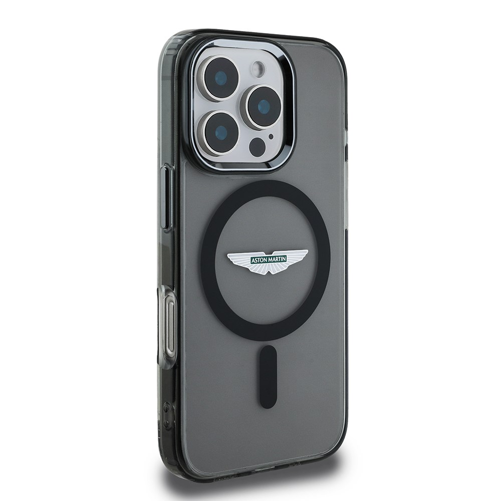 Apple iPhone 16 Pro Kılıf Aston Martin Orjinal Lisanslı M-safe Şarj Özellikli IML Baskı Logolu Buzlu Kapak