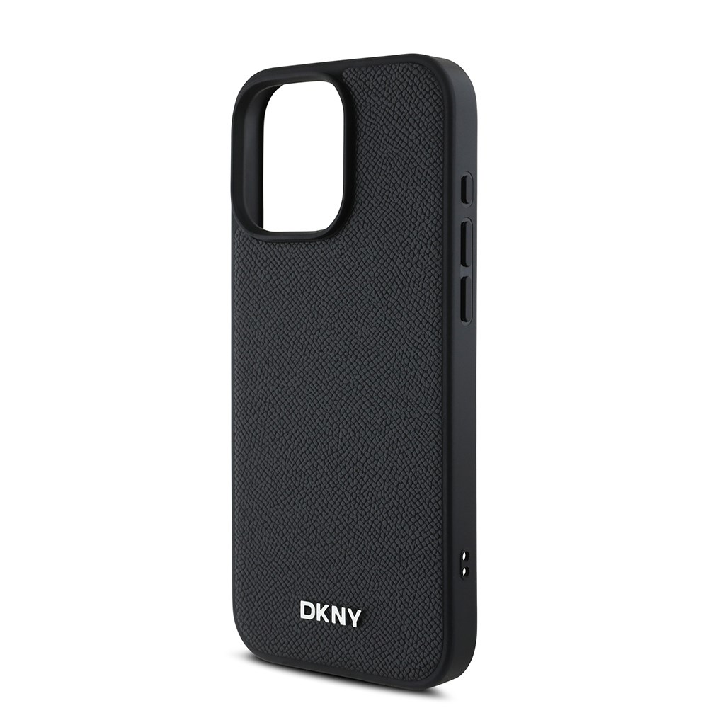 Apple iPhone 16 Pro Kılıf DKNY Orjinal Lisanslı M-safe Şarj Özellikli Metal Logolu PU Deri Grained Kapak