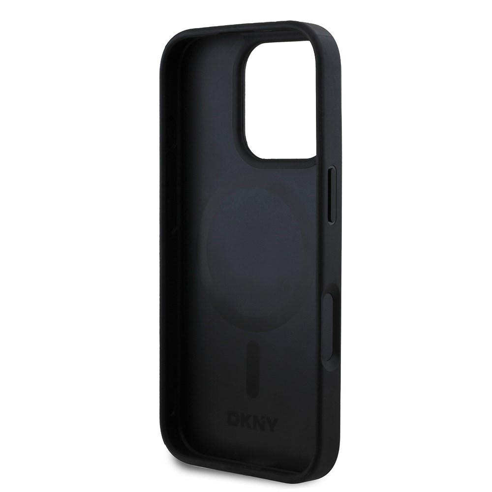 Apple iPhone 16 Pro Kılıf DKNY Orjinal Lisanslı M-safe Şarj Özellikli 3D Yazılı Grid Pattern Kapak