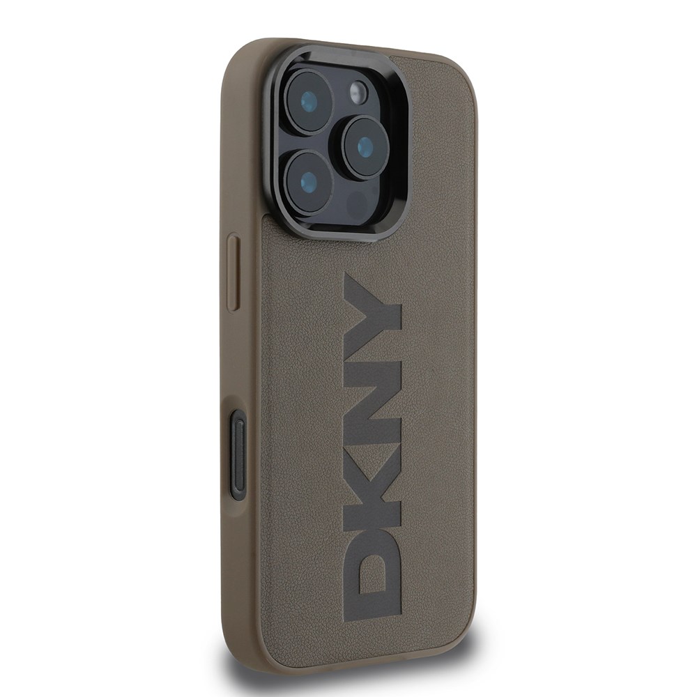 Apple iPhone 16 Pro Kılıf DKNY Orjinal Lisanslı M-safe Şarj Özellikli PU Deri Plain Kapak