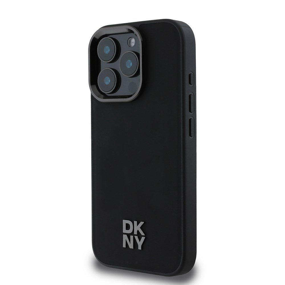 Apple iPhone 16 Pro Kılıf DKNY Orjinal Lisanslı M-safe Şarj Özellikli Metal Logolu PU Deri Plain Kapak