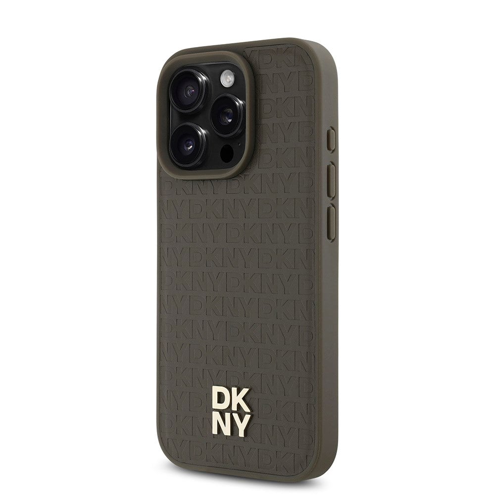 Apple iPhone 16 Pro Kılıf DKNY Orjinal Lisanslı M-safe Şarj Özellikli 3D Yazılı Repeat Pattern Kapak