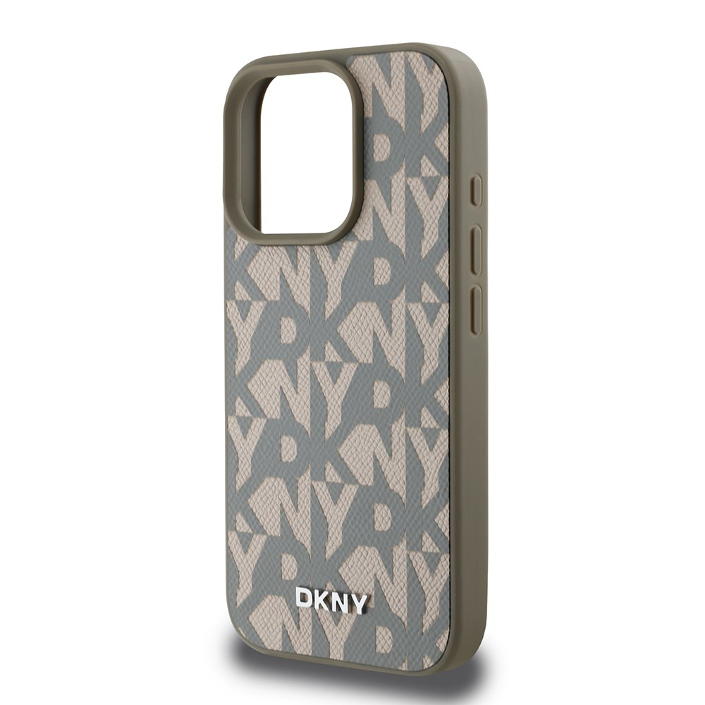 Apple iPhone 16 Pro Kılıf DKNY Orjinal Lisanslı M-safe Şarj Özellikli 3D Yazılı Grid Pattern Kapak