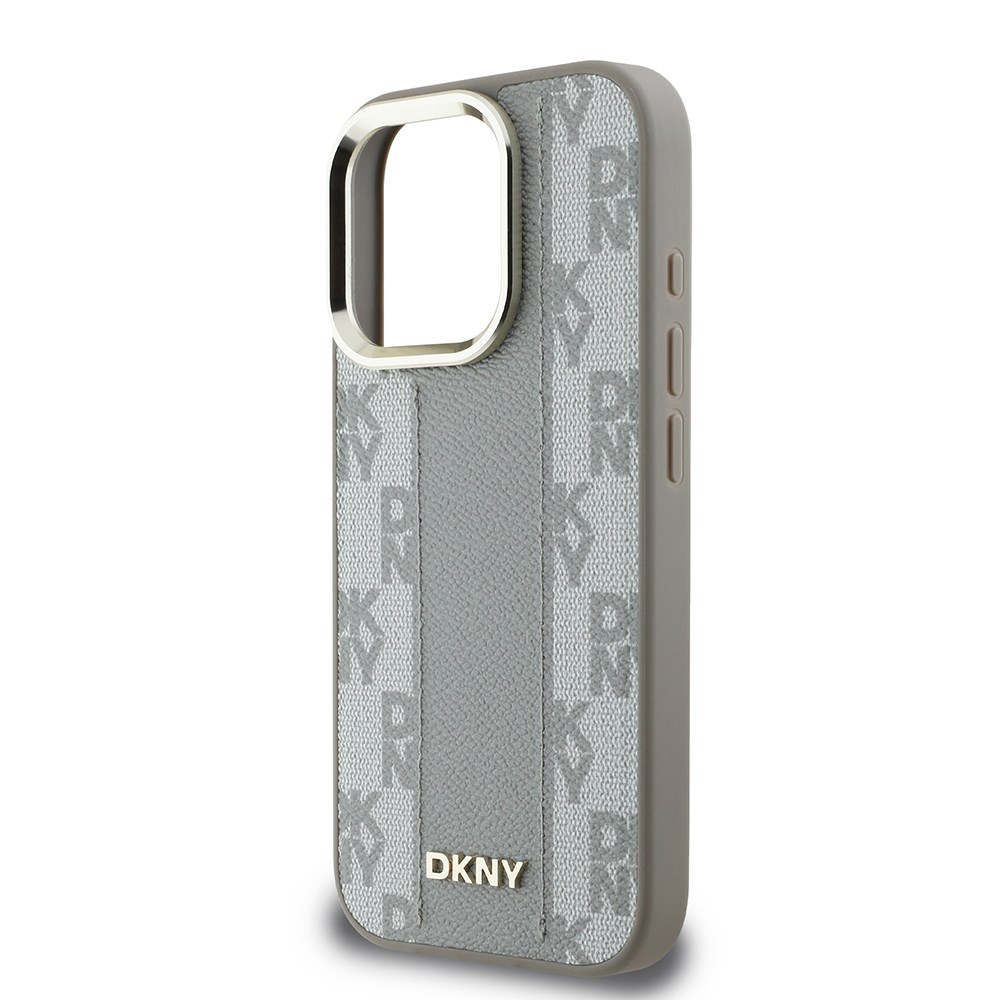 Apple iPhone 16 Pro Kılıf DKNY Orjinal Lisanslı M-safe Şarj Özellikli 3D Yazılı Checkered Pattern Kapak