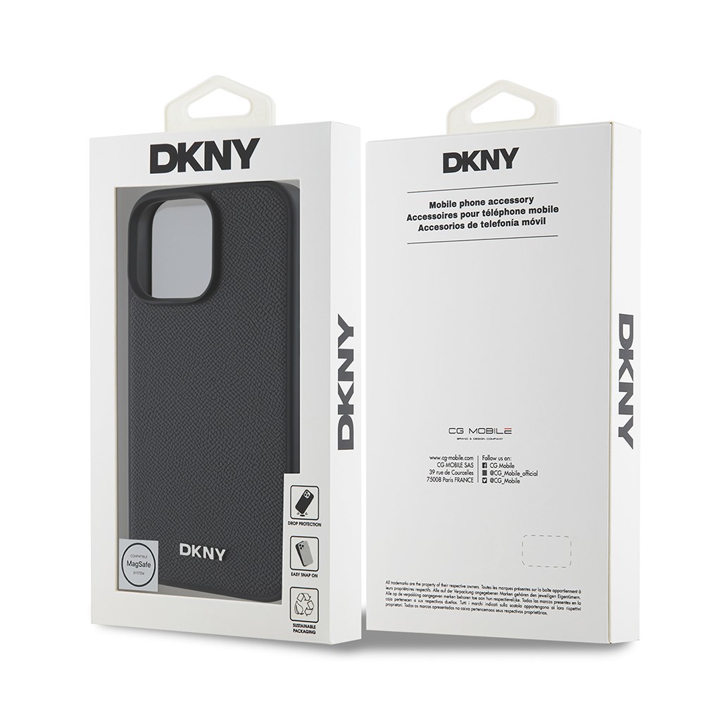 Apple iPhone 16 Pro Kılıf DKNY Orjinal Lisanslı M-safe Şarj Özellikli Metal Logolu PU Deri Grained Kapak