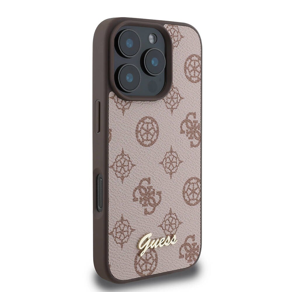 Apple iPhone 16 Pro Kılıf Guess Orjinal Lisanslı M-safe Şarj Özellikli Yazı Logolu Peony Kapak