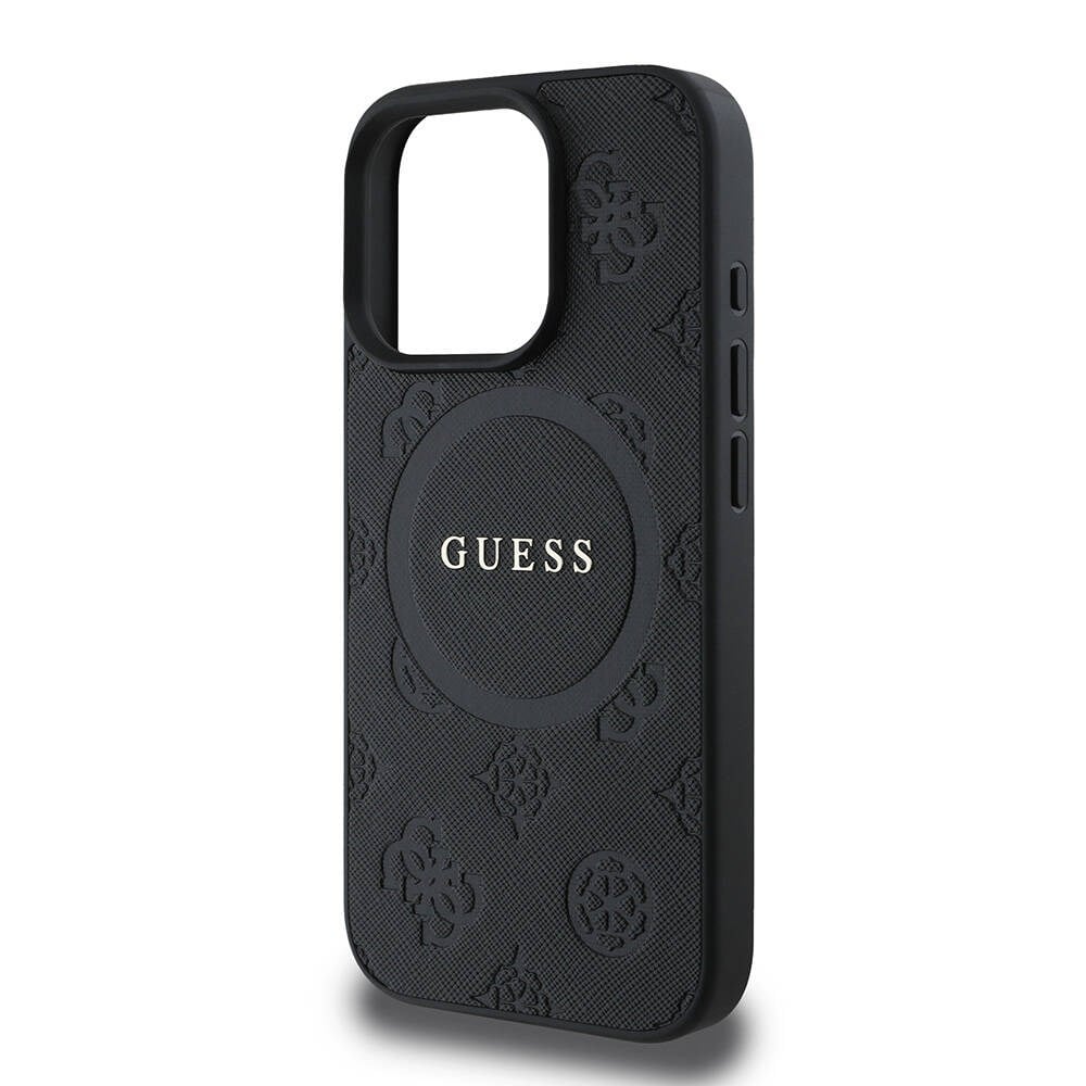Apple iPhone 16 Pro Kılıf Guess Orjinal Lisanslı M-safe Şarj Özellikli Yazı Logolu Saffiano Peony Kapak