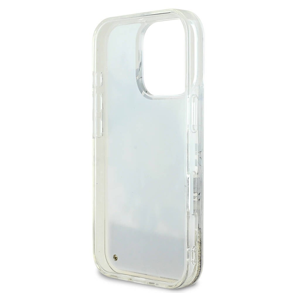 Apple iPhone 16 Pro Kılıf Guess Orjinal Lisanslı M-safe Şarj Özellikli Sıvılı Simli Çiçek Desenli Kapak