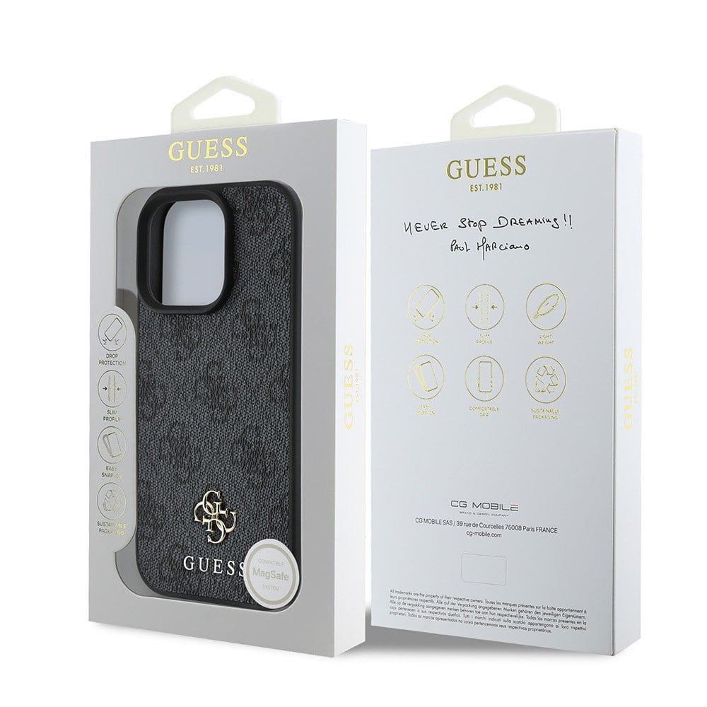 Apple iPhone 16 Pro Kılıf Guess Orjinal Lisanslı M-safe Şarj Özellikli Small 4G Classic Kapak