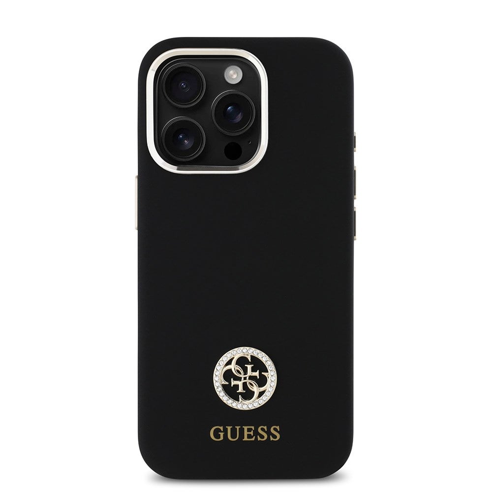 Apple iPhone 16 Pro Kılıf Guess Orjinal Lisanslı PU Deri Şerit Logo Dizaynlı Kapak