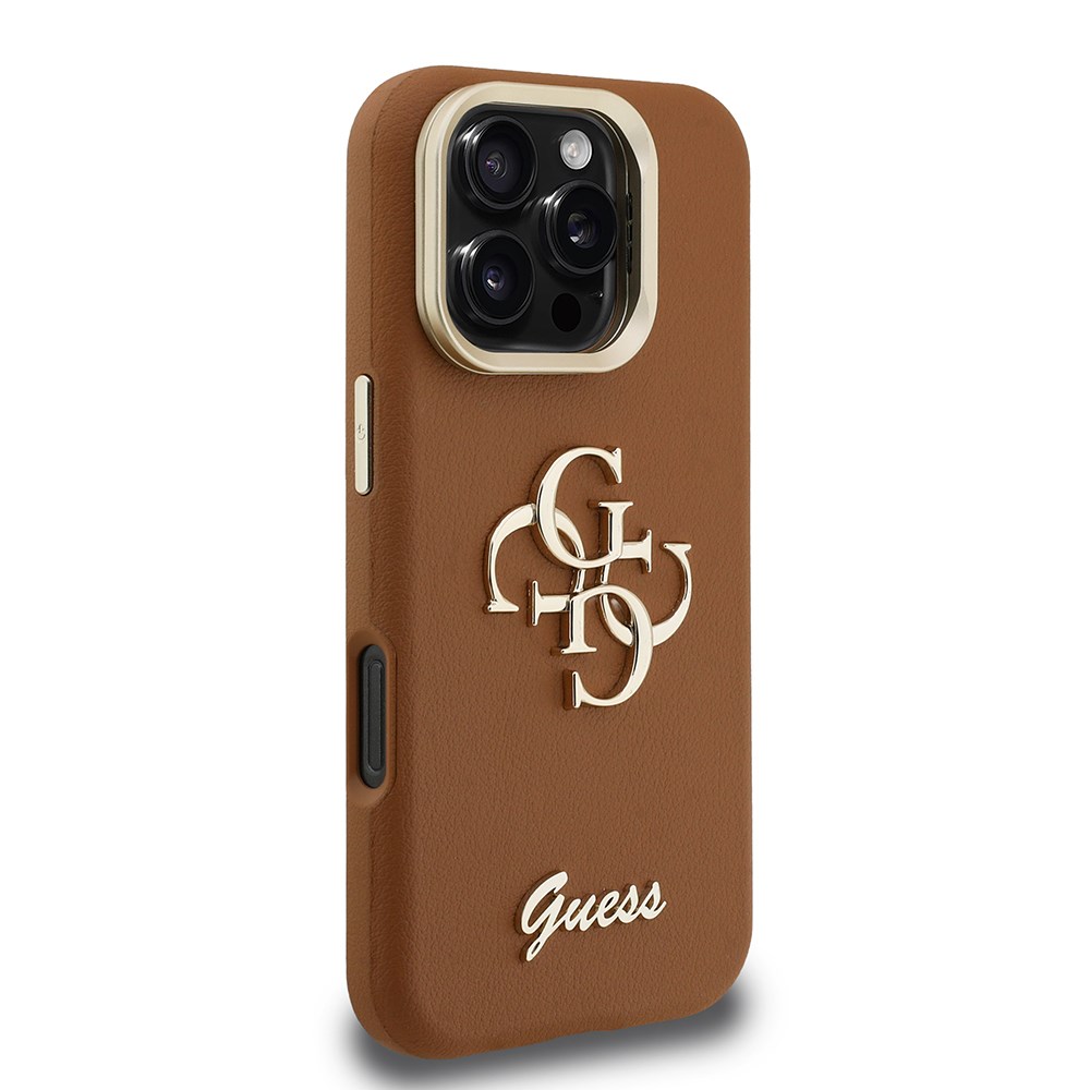 Apple iPhone 16 Pro Kılıf Guess Orjinal Lisanslı Grained Yazı Logolu Kamera Standlı Kapak