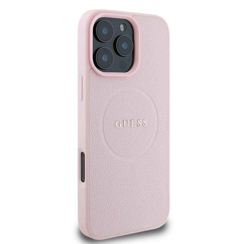 Apple iPhone 16 Pro Kılıf Guess Orjinal Lisanslı M-safe Şarj Özellikli Yazı Logolu Grained Kapak