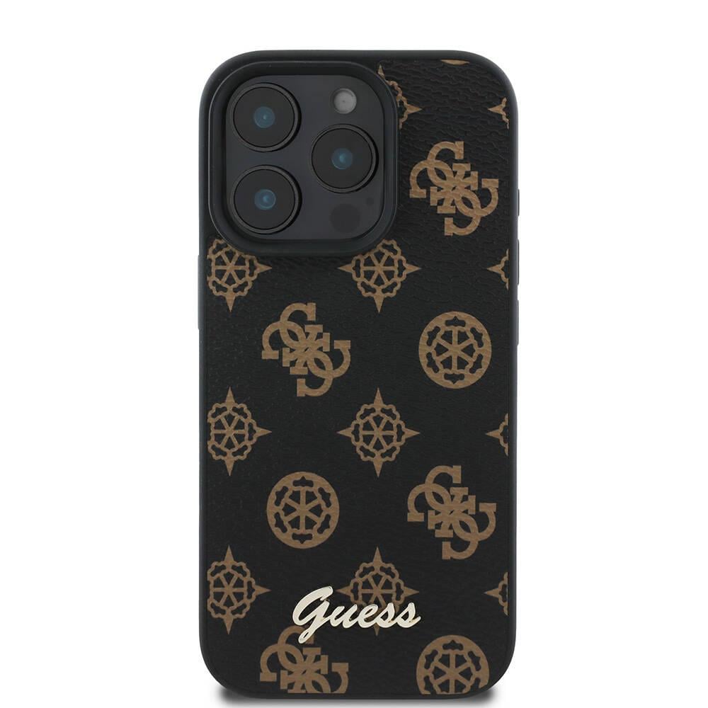 Apple iPhone 16 Pro Kılıf Guess Orjinal Lisanslı M-safe Şarj Özellikli 4G Desenli Yazı Logolu Kapak
