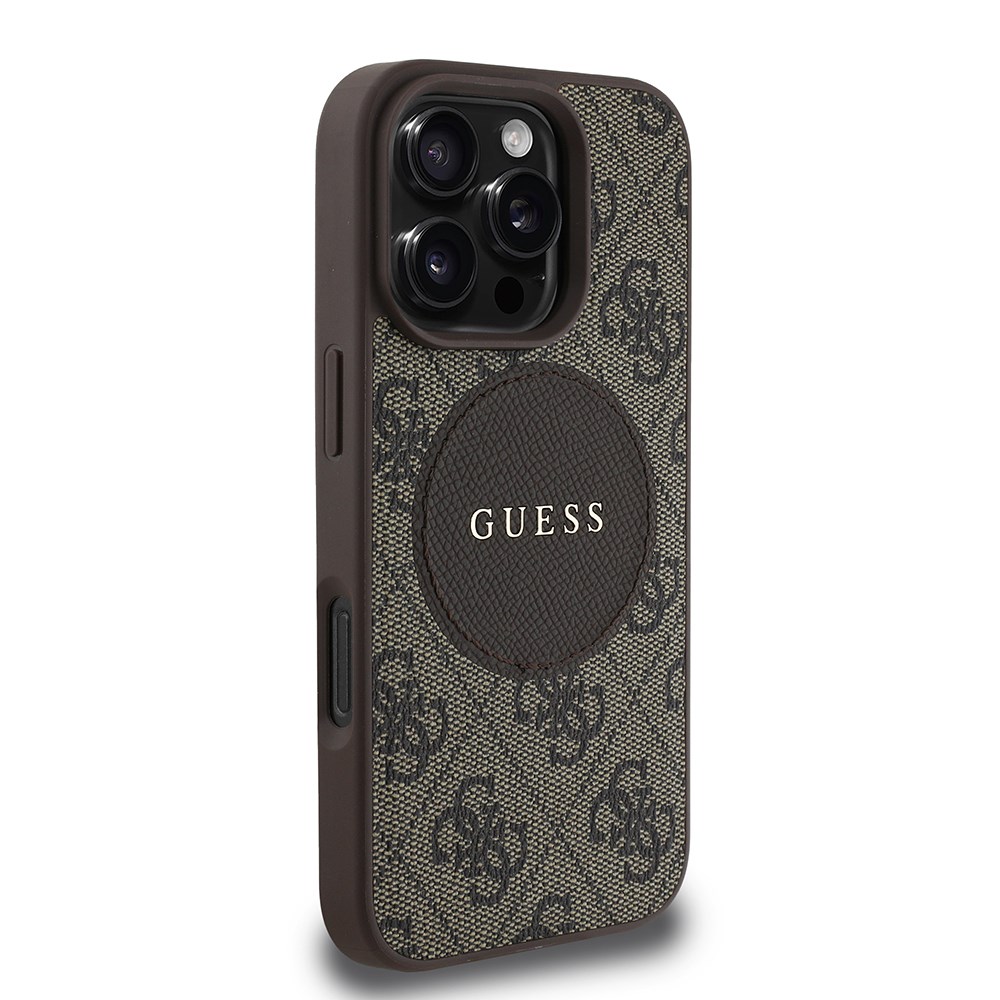 Apple iPhone 16 Pro Kılıf Guess Orjinal Lisanslı M-safe Şarj Özellikli Yazı Logolu Circle Classic Kapak