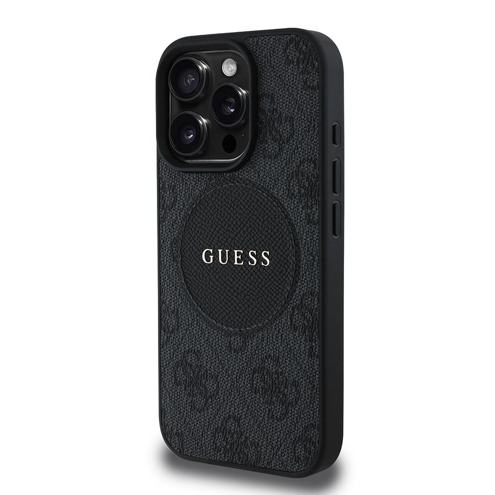 Apple iPhone 16 Pro Kılıf Guess Orjinal Lisanslı M-safe Şarj Özellikli Yazı Logolu Circle Classic Kapak